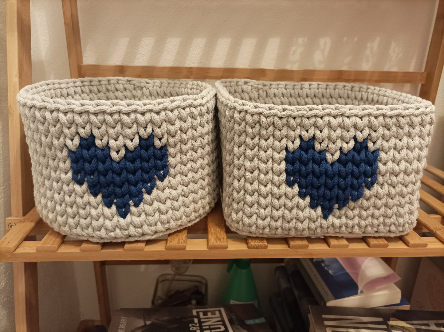 Crotchet baskets with Heart