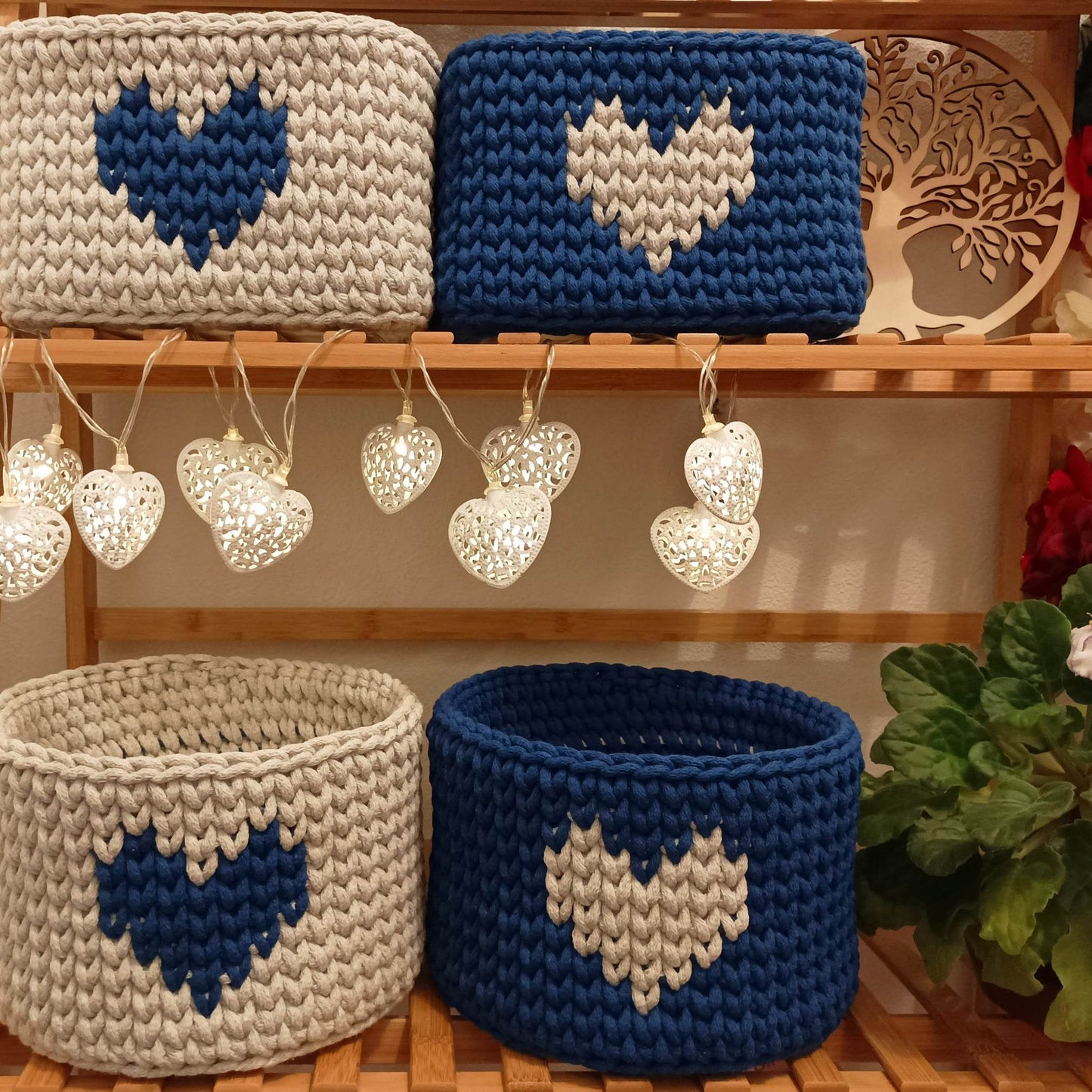 Crotchet baskets with Heart