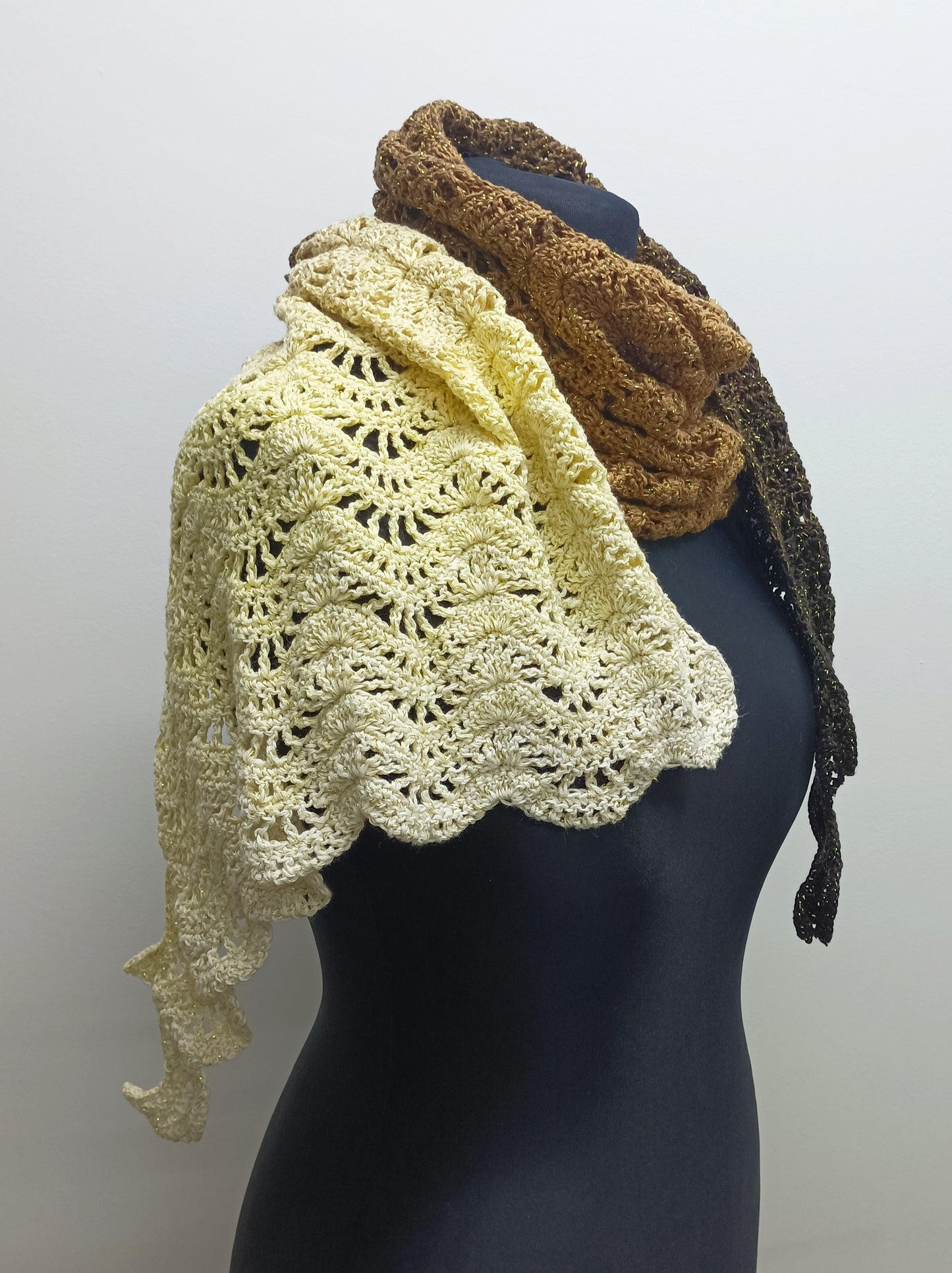 Triangles - Crotchet cotton scarfs wraps with different pattern