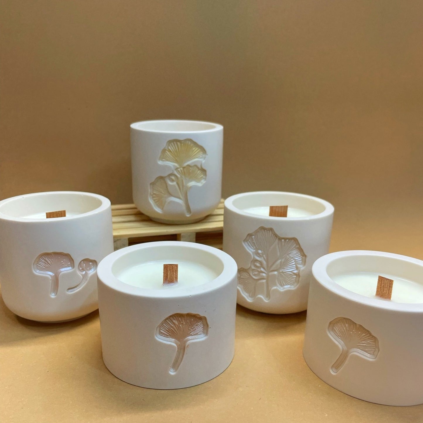 Unique candles in jesmonite jar