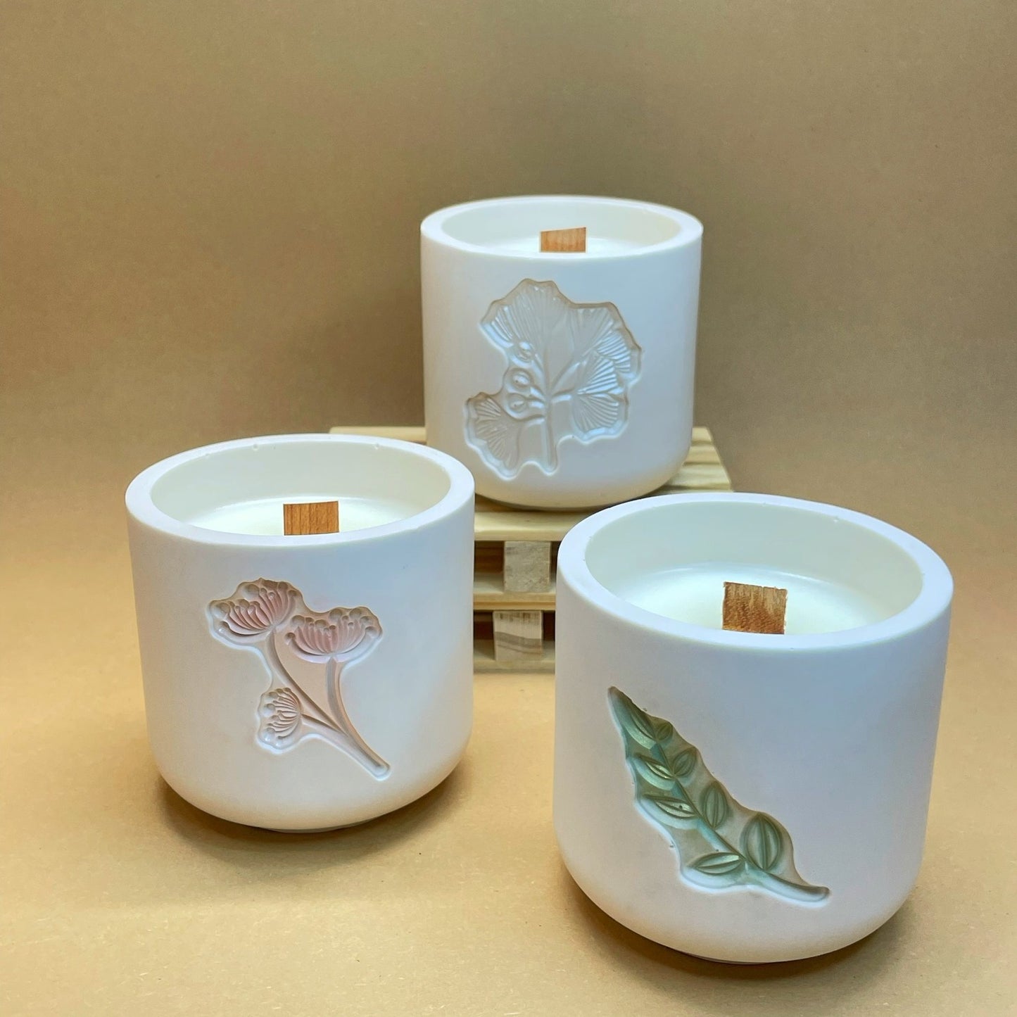 Unique candles in jesmonite jar