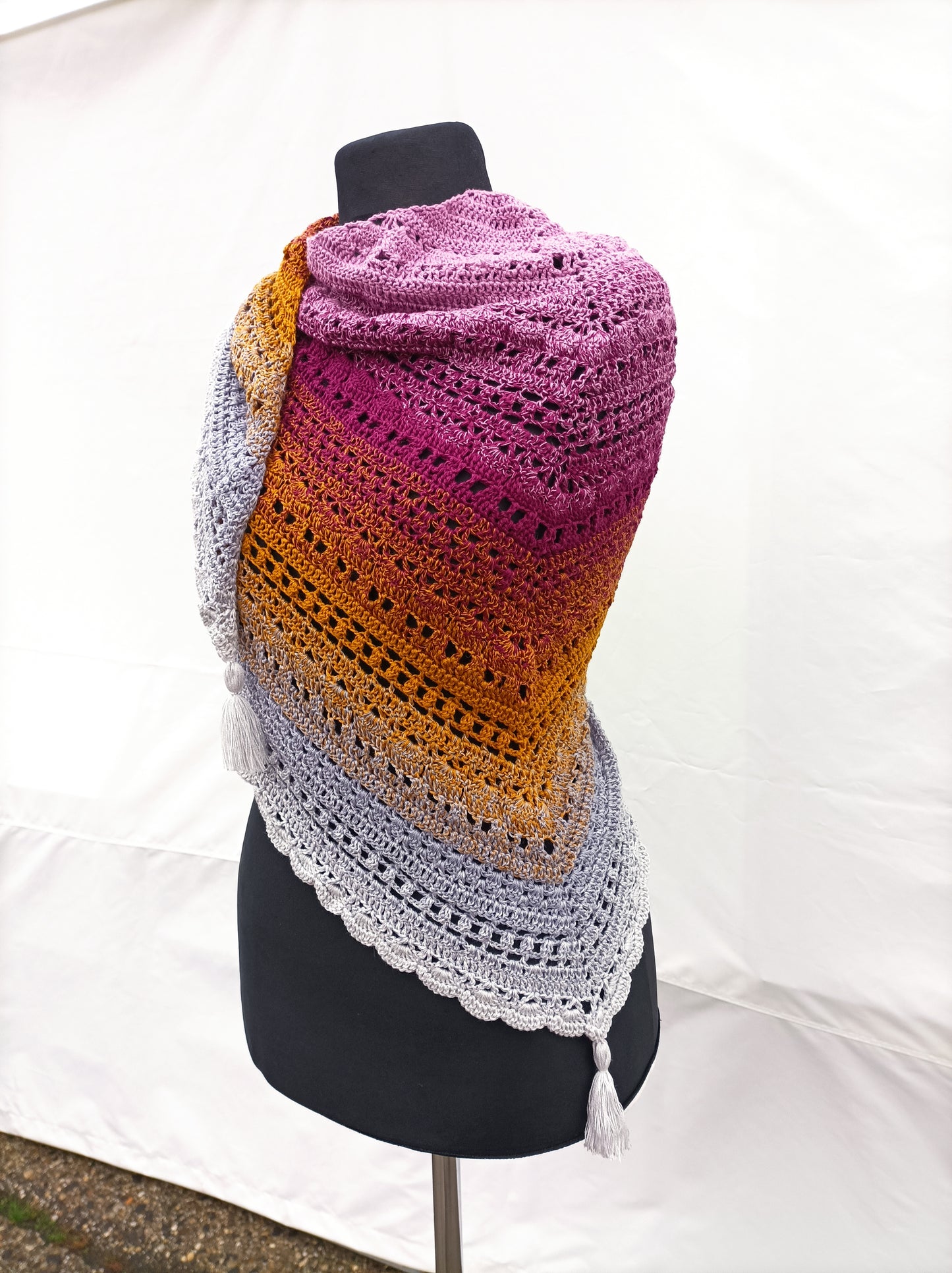 Triangles - Crotchet scarfs wraps with different  pattern