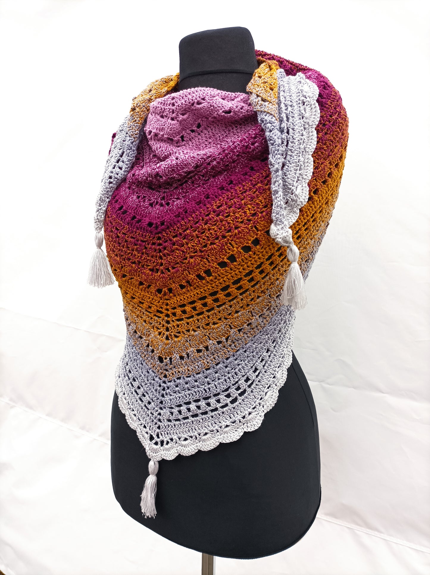 Triangles - Crotchet scarfs wraps with different  pattern