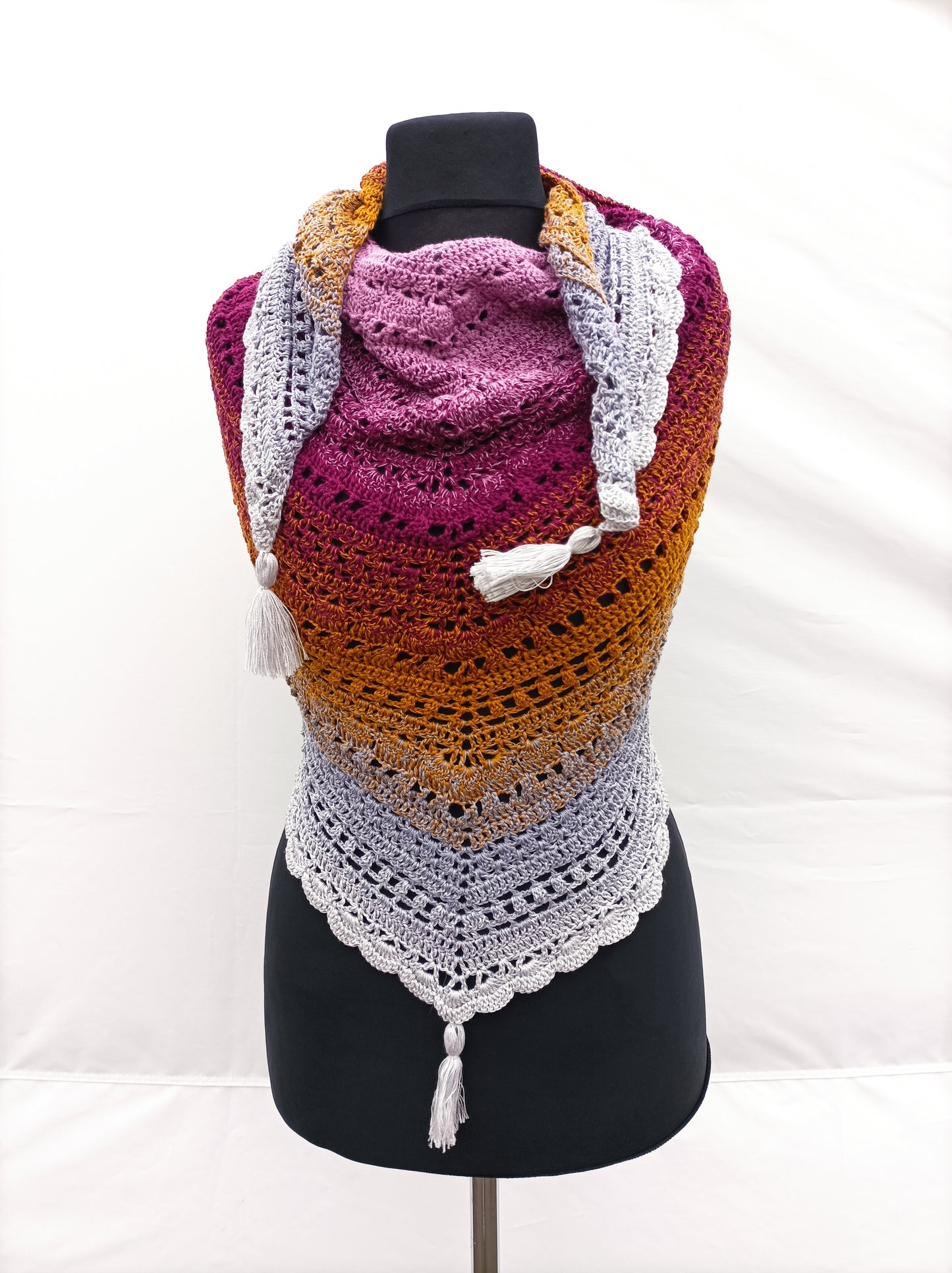 Triangles - Crotchet scarfs wraps with different  pattern