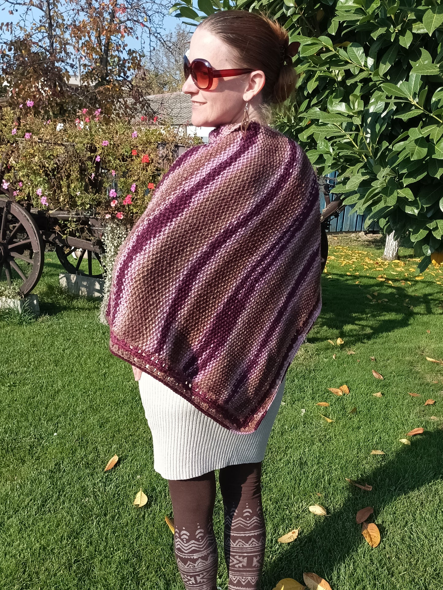 Asymmetrical Multicolour Poncho