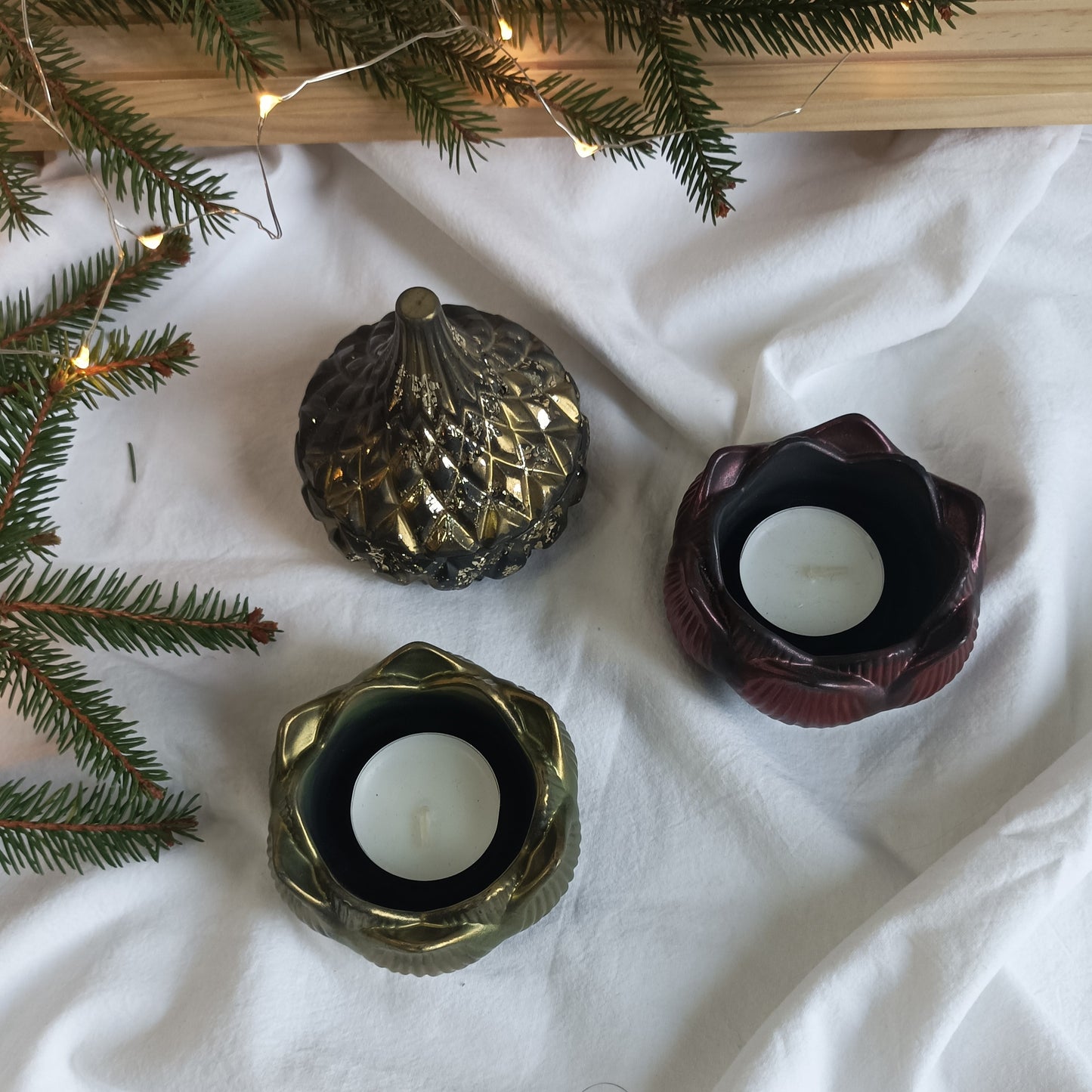 Candle holders from jesmonite