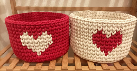 Crotchet baskets with Heart