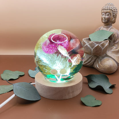 Ball resin lamp with dried flowers - Big
