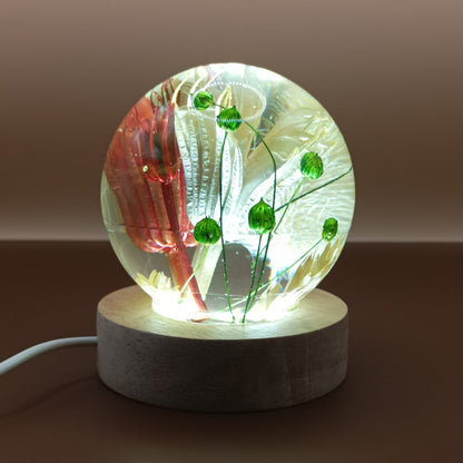 Ball resin lamp with dried flowers - Big
