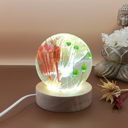 Ball resin lamp with dried flowers - Big