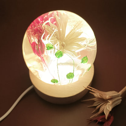 Ball resin lamp with dried flowers - Big
