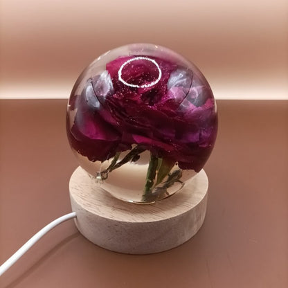 Ball resin lamp with dried flowers - Big