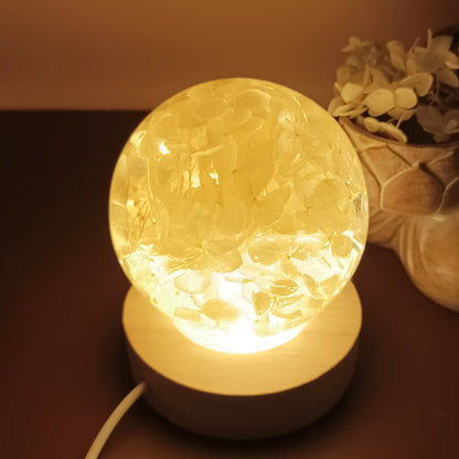 Ball resin lamp with dried flowers - Big