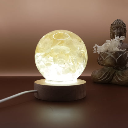 Ball resin lamp with dried flowers - Big