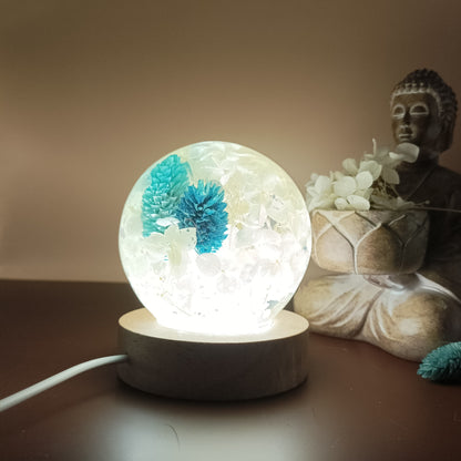 Ball resin lamp with dried flowers - Big