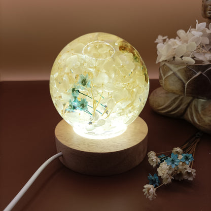Ball resin lamp with dried flowers - Big