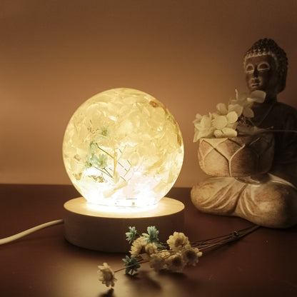 Ball resin lamp with dried flowers - Big