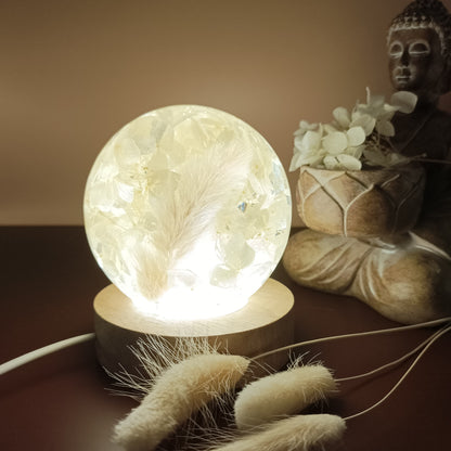 Ball resin lamp with dried flowers - Big