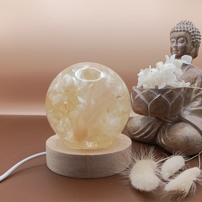 Ball resin lamp with dried flowers - Big