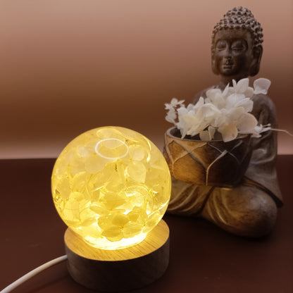 Ball resin lamp with dried flowers - Small