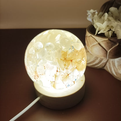 Ball resin lamp with dried flowers - Small