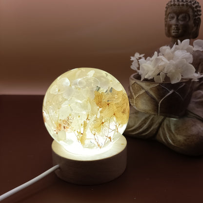 Ball resin lamp with dried flowers - Small