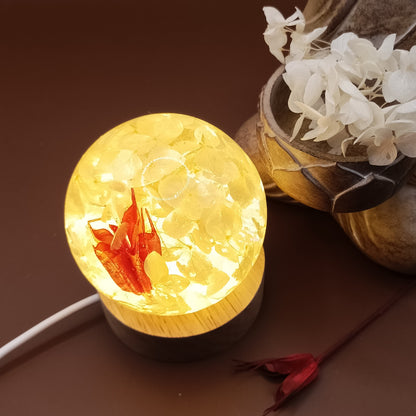 Ball resin lamp with dried flowers - Small