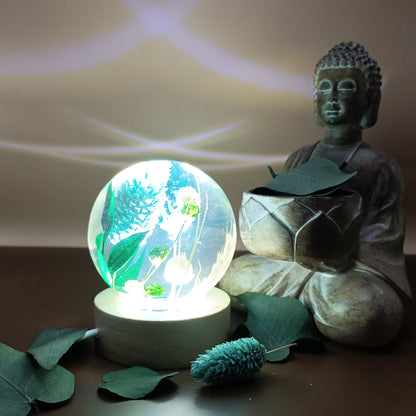 Ball resin lamp with dried flowers - Small